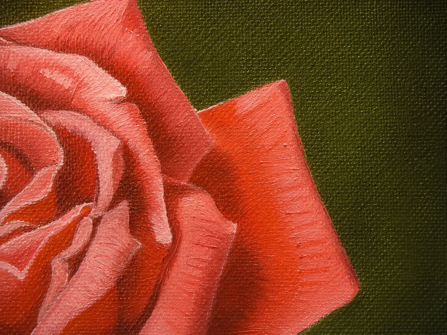Detailed oil painting texture showcasing realistic petal highlights and blended floral brushwork in Blush of Grace.