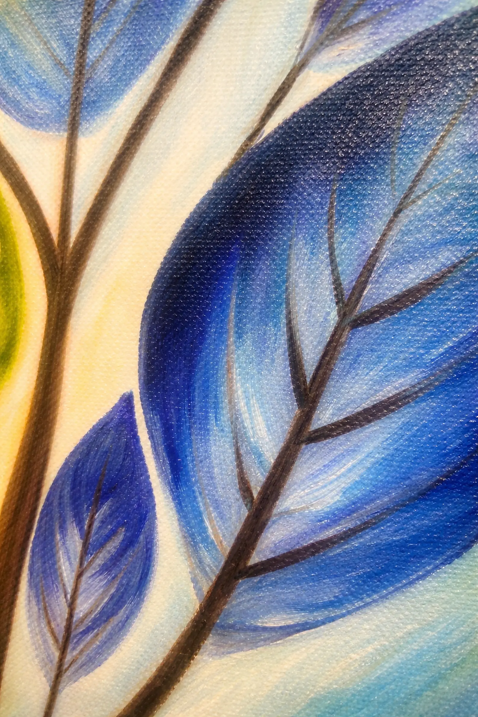 Macro texture detail showing layered oil brushwork and canvas surface in Seasons of the Soul painting