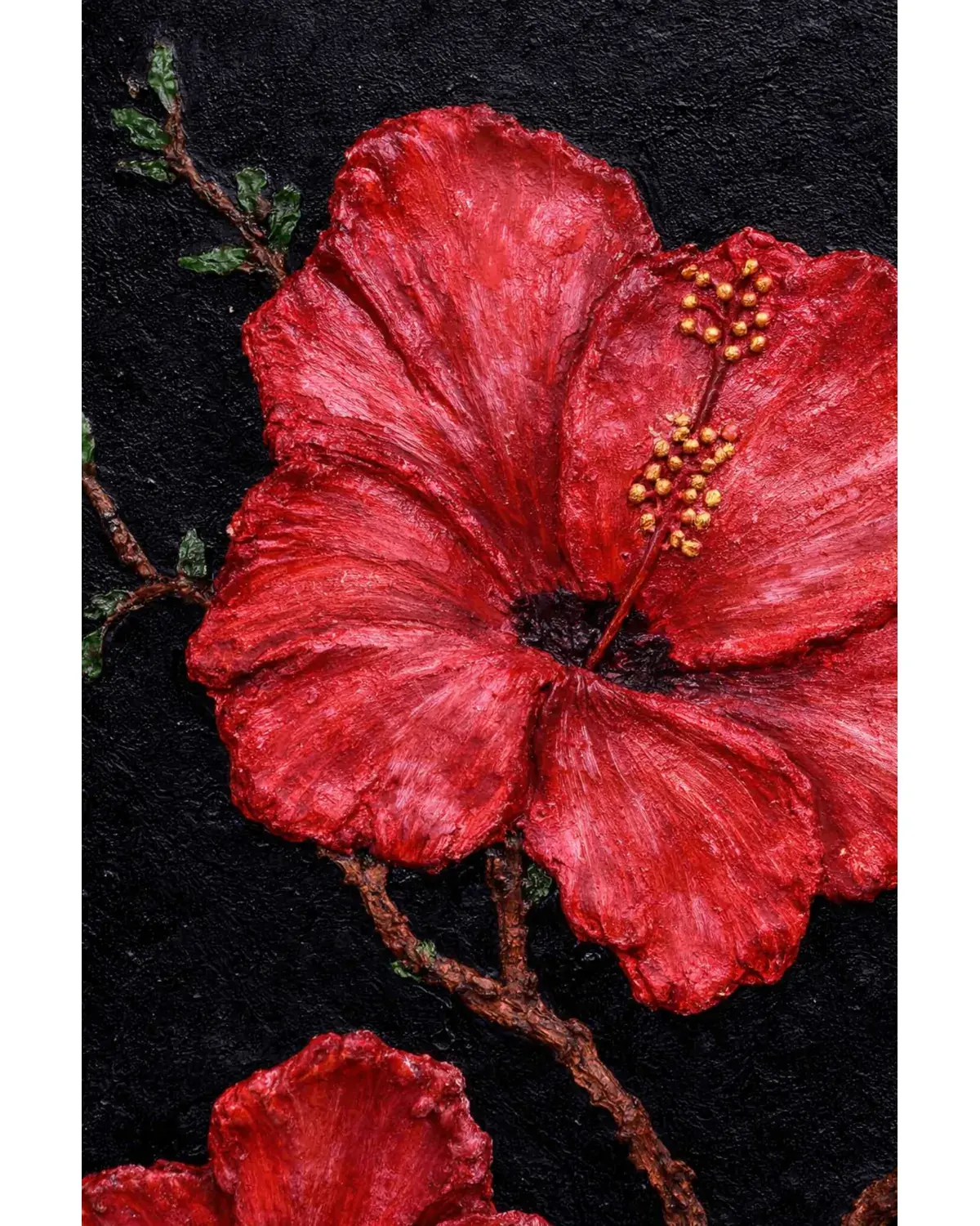 Handmade hibiscus texture wall art by Billy Craft House